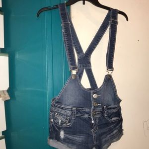 jean short overalls